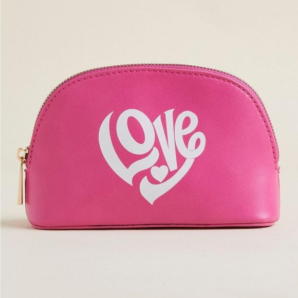 ❤️VINTAGE TORRID COSMETIC MAKEUP BAG LOVE PINK FAUX LEATHER ACCESSORY POUCH - Picture 1 of 8